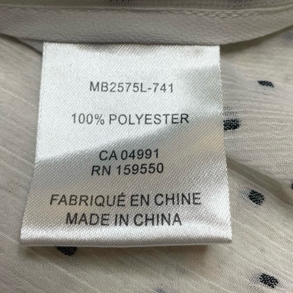 Anthropologie Madison D'Amelie White Ruffled Blouse with Black Polka Dots - Picture 8 of 9